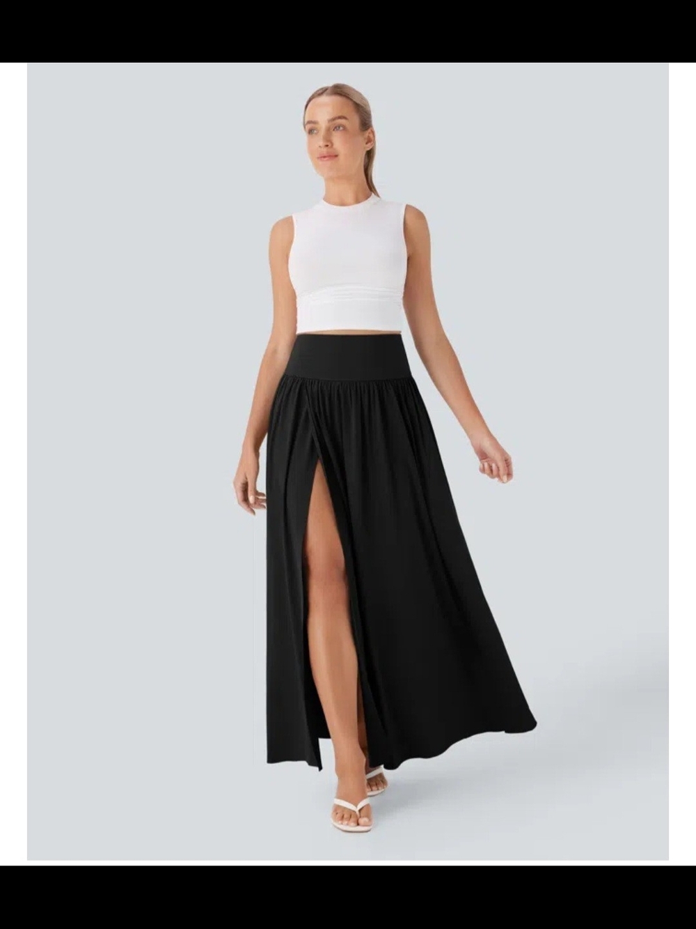 Halara High-Waist Black Maxi Skirt with Front Slit